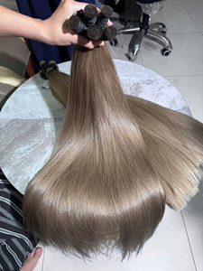 ผมต่อแบบเส้นตรงสีน้ำตาลธรรมชาติ  แบบไม่มีรอยต่อ  ปลายผมเต็มเส้น  แบบเส้นเดียว - Product Image 3