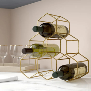 Nouveauté : Porte-bouteilles à vin en métal, support pour bouteilles de vin sur pied, décoration de table de salle à manger, porte-bouteilles à vin plaqué cuivre - Product Image 1