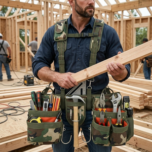 2026 Heavy Duty Carpenter Tool <b>Belt</b> With Suspenders Camouflage Padded <b>Work</b> Gear For Construction Site Use - Product Image 1