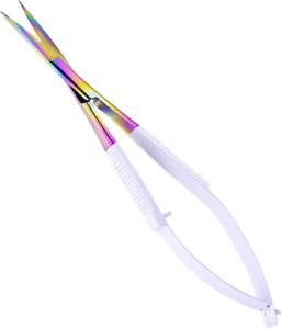 Tijeras de manicura de acero inoxidable alemanas, tijeras para bordado y manualidades con acción de resorte, tijeras para recortar cejas con punta curva, herramienta para adultos - Product Image 3