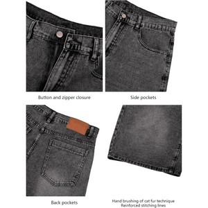 Shorts en jean pour homme de haute qualité, coupe droite, taille haute, délavé foncé, décontracté, en coton respirant, tissé, pour l'été, OEM - Product Image 5