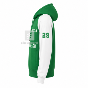 Custom Iota Phi Lambda sorority <b>Hoodie</b> embroidered logo on front green and <b>white</b> color short sleeve cotton <b>for</b> female - Product Image 3