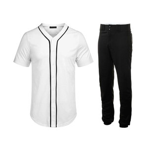 Ensemble uniforme de baseball pour homme, maillot noir, pantalon gris, manches courtes, boutons sur le devant, polyester respirant, coupe régulière pour adulte - Product Image 4