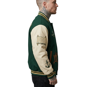 Chaqueta Bomber Varsity para Hombre de Alta Calidad, Personalizada ODM OEM, Superventas, con Bordado Vintage y Mangas de Cuero, Estilo Urbano - Product Image 2