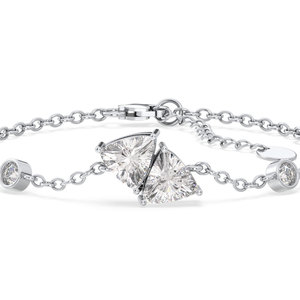 REYES Luxury Trillion Cut 3.13 Carat Moissanite Lobster Lock Chain <b>Bracelet</b> 925 Sterling <b>Silver</b> 14K Gold Rhodium Plated Jewelry - Product Image 3