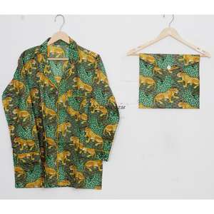 Conjunto de Pijama de Manga Larga para Mujer, Estampado Floral, Algodón Puro, Casual, de Lujo, para Primavera/Verano - Product Image 2