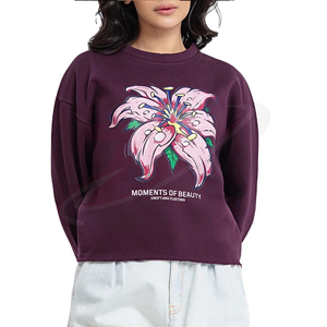 Sudadera de punto con estampado floral para mujer, cuello redondo, manga larga, informal, transpirable, para otoño - Product Image 1
