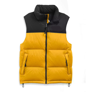 Gilet sans manches matelassé jaune et noir, best-seller, en duvet, avec fermeture éclair, en polyester, pour l'hiver - Product Image 1