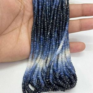 Perles de saphir bleu naturel ombré de 3 mm et 4 mm, facettées, rondelles, pierres brutes, perles pour bijoux faits à la main, provenant de fabricants vérifiés - Product Image 4