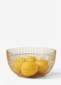 Panier de rangement rond en fil métallique doré pour fruits, bol à pain décoratif minimaliste, organisateur de cuisine en gros - Product Image 2
