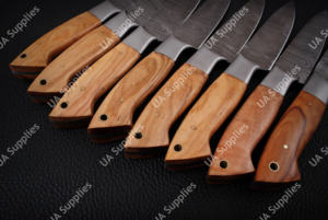 มีดสเต็กบาร์บีคิวสำหรับมืออาชีพ ทำจากเหล็กดามัสกัสเกรดอุตสาหกรรม ใช้ในครัวได้ทุกวัน ด้ามจับไม้มะกอกตามหลักสรีรศาสตร์ - Product Image 3