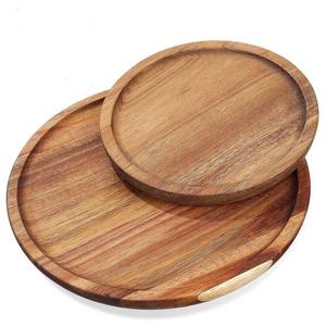 Plateau de rangement en bois d'acacia, plateau tournant en bois, organisateur à rebord haut, support à épices moderne, multifonctionnel pour cuisine et table à manger - Product Image 2