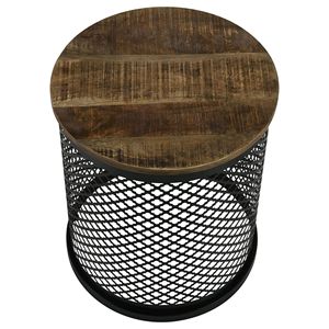 Tavolino da Caffè con Base a Tamburo Naturale e Nera - Product Image 3