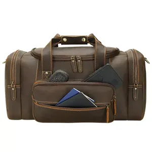 Unisex Custom Logo Gym <b>Bag</b> Leather Fabric <b>Compartments</b> Weekender Sports Travel <b>Tote</b> Crossbody Shoulder <b>Bag</b> for Business Trips - Product Image 1