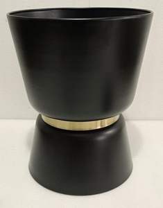 Jardinière en métal de luxe, finition noir et or, grand pot à fleurs, urne sur piédestal pour extérieur, vase décoratif moderne pour entrée, jardin, véranda - Product Image 6