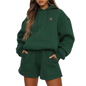 Survêtement OEM pour femme, personnalisé, imprimé numériquement, 100% coton 500 g/m², respirant, style streetwear, à capuche et coupe droite - Product Image 6