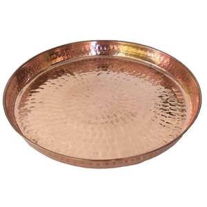 Bandeja decorativa de cobre para servir alimentos, de bajo precio, para uso en cocina y comedor, de forma redonda. - Product Image 5