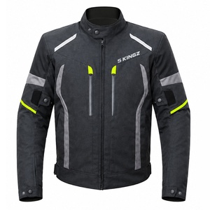 Chaqueta de Motocicleta Deportiva para Hombre, 5 Sports, Manga Larga, Resistente al Viento, Poliéster Negro con Detalles en Verde Neón, para Todas las Estaciones - Product Image 2