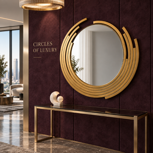 Miroir mural rond doré, cadre métallique orbital moderne, miroir décoratif d'appoint pour salon, chambre, entrée, arts d'intérieur de luxe - Product Image 4