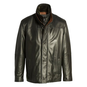 Blousons en cuir pour hommes, fermeture à boutons-pression personnalisée sur le devant, col montant, poignets à boutons-pression, entièrement doublés, veste en cuir véritable sur mesure - Product Image 5