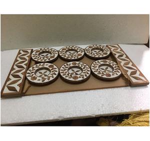 Juego de Posavasos de Nácar Premium con Bandeja Decorativa para Uso en el Hogar, Hoteles, Cafeterías y Restaurantes, de la India - Product Image 5