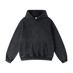 <b>Women's</b> Oversized Hooded <b>Sweatshirt</b> Solid <b>Black</b> Long Sleeve Knitted Cotton Pullover With Pockets Breathable Wholesale Apparels - Product Image 4