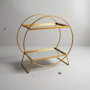 Bandeja de Chocolate con Marco Circular de Metal Dorado, Soporte Moderno Decorativo de Dos Niveles para Exhibición en Mesa - Product Image 1