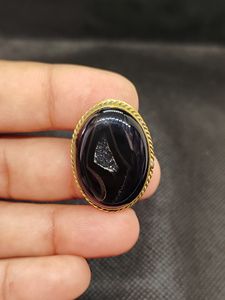 Nouvel arrivage : Onyx noir, cabochon rainuré en laiton, magnifique pierre précieuse de guérison en cristal pour bijoux, pendentifs et breloques tendance - Product Image 5