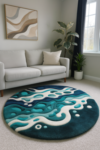 Luxury Abstract Framed Wool Rug Hand Tufted <b>Carpet</b> for Modern Home and Hotel Projects Decor Picnics Latex Backing New Year Gift - Product Image 1
