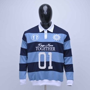 High Quality Streetwear <b>Men</b> Polo <b>Shirts</b> Rib Knit Embroidered Logo <b>Long</b> <b>Sleeve</b> Retro Vintage 100% Cotton Boxy <b>Stripe</b> Polo <b>Shirts</b> - Product Image 1