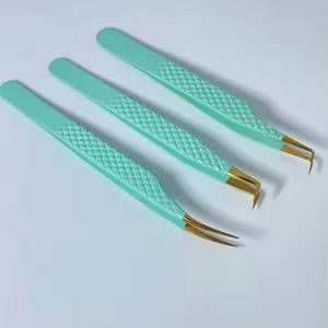 ชุดแหนบต่อขนตาสแตนเลสแบบแม่นยำ ปลายเรียบ สีเทอร์ควอยซ์ 3 ชิ้น - Product Image 2