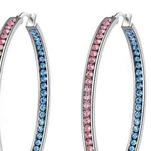 Pendientes de Aro con Cristales y Diamantes de Imitación en Rosa y Azul, Estilo Jack and Jill, Joyería de Moda para Mujer - Product Image 3