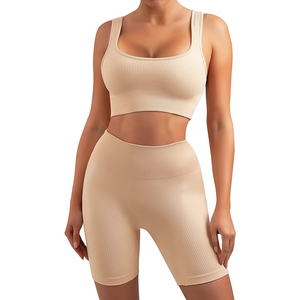 Conjunto de Yoga para Mujer Talla Grande, Cintura Alta, Sólido, Bra Deportivo y Leggings, Ropa Deportiva para Gimnasio, Fitness, Transpirable, Sin Costuras, Secado Rápido - Product Image 2
