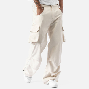 Men Mid Waist Zipper Fly <b>Cargo</b> Overalls Plus Size Loose Fit Baggy Multi Pocket <b>Work</b> Pants Wear Resistant Outdoor Sports Trousers - Product Image 4