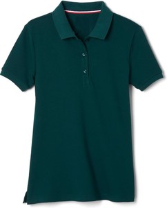 Polo de Manga Corta para Mujer, Diseño 2026, Color Verde Oscuro, Largo Regular, Color Sólido, Algodón Piqué, Estilo Casual, OEM ODM - Product Image 1