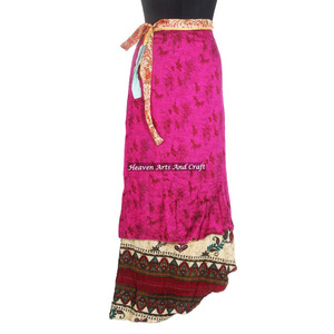 Hot Collection of Summer Stylish Silk Sari Wraps <b>Skirt</b> <b>Boho</b> Stylish Multi Color Summer Wear Comfortable Fashion <b>Boho</b> Hippie - Product Image 1