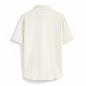 Men's Autumn Short-Sleeve 100% Cotton Regular Solid Casual Breathable Knitted Turn-<b>down</b> Collar Single Button Closure Dress - Product Image 3