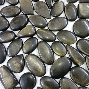 Lot de cabochons en obsidienne dorée naturelle, lot de pierres précieuses en obsidienne à reflets dorés, lot de pierres précieuses en obsidienne en gros pour la fabrication de bijoux - Product Image 2