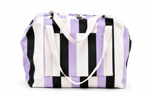Sac de voyage rayé rose, noir et blanc, grande capacité, sac fourre-tout à fermeture éclair, sac à bandoulière pour la plage - Product Image 5