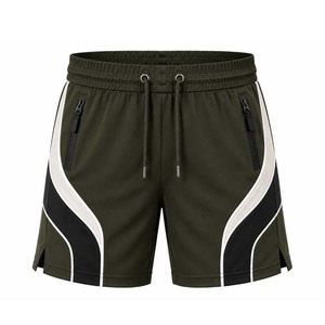 Shorts décontractés pour hommes à taille mi-haute avec cordon de serrage, couleur unie, en coton, avec poches, en tissu tricoté respirant - Product Image 5