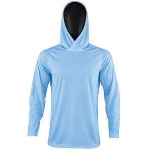 Sweat à capuche de pêche pour homme bleu clair de haute qualité à manches longues UPF 50, séchage rapide, en polyester, pour activités de plein air - Product Image 1