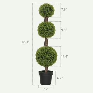 2 Pezzi Sfere di Bosso Topiario da 115 cm, 3 Sfere, Piante Finte in Vaso per Interni ed Esterni, Decorazione Verde per Soggiorno - Product Image 3