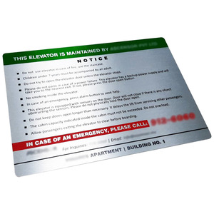 Plaque métallique en aluminium durable et imperméable – Panneau d'avis adhésif pour ascenseur, pour usage commercial et en bâtiment - Product Image 5