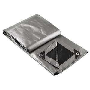 Telo in polietilene resistente 9x12ft argento+nero per esterni, copertura durevole e resistente alle intemperie - Product Image 4