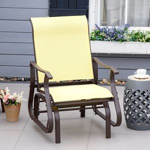 Beige Outdoor Patio <b>Swing</b> Glider Chair with Steel <b>Frame</b> for Backyard Garden Porch Rocking - Product Image 2