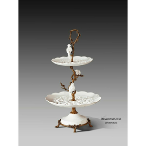 Best Selling 3 Tier Black Color Metal Cake Stand Set With Glass Plates Dessert And <b>Cup</b> Cakes Display <b>For</b> Home And Hotel Decor - Product Image 4