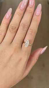Anillo de Compromiso con Diamante Cultivado en Laboratorio de Corte Marquesa de 2 Quilates, Certificado IGI E-VVS1, Anillo de Oro de 14k con Halo Oculto - Product Image 6
