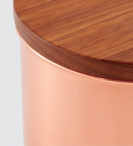 Copper <b>Canisters</b> With Wooden Lids Cylinder Shape Airtight For Kitchen Food Storage Use Modern Design Easy Clean - Product Image 2