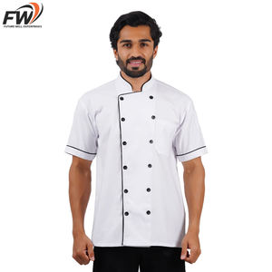 Veste de Chef Unisexe en Coton et Polyester Respirante avec Logo Personnalisé pour Hommes et Femmes, Blanche et Noire, pour Restaurant et Cuisine – Vente en Gros - Product Image 1