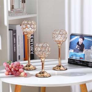 Juego de 3 Portavelas de Cristal Dorado para Decoración del Hogar y Bodas - Product Image 5